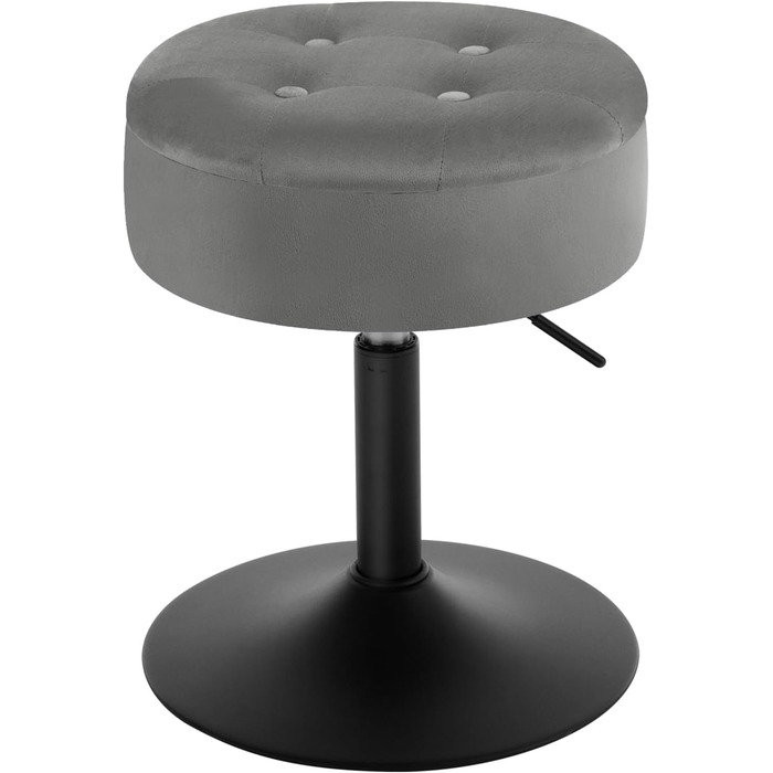 Крісло для туалетного столика WOLTU BH329sz-1, пуф з місцем для зберігання, регульована висота, обертається на 360°, сірий велюр