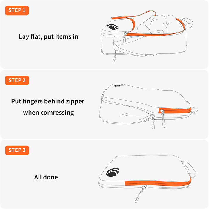Набір компресійних органайзерів для одягу Cipway для подорожей, вакуумні пакувальні куби для валізи та рюкзака, сірий, 5 шт.