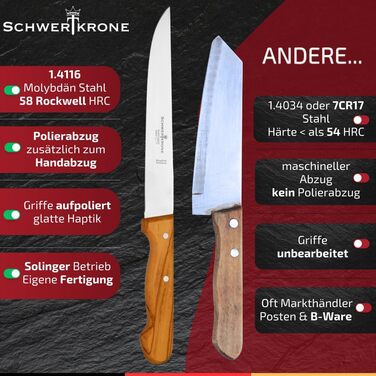 Ніж кухарський Schwertkrone з ручкою з горіхового дерева, 20 см (Made in Germany)