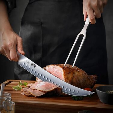 Набір кухонних ножів HOSHANHO 7 предметів: професійний набір з японської сталі з високим вмістом вуглецю, ультрагострі ножі з ергономічними ручками з паккавуду (3 ножі для обробки м'яса)