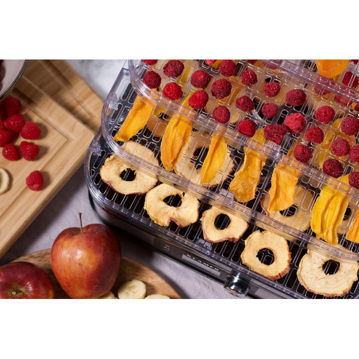 Сушарка для фруктів та овочів Klamer 400W з таймером 24г та регулюванням температури 35-70°C, 5 ярусів, з нержавіючою сталлю, без BPA