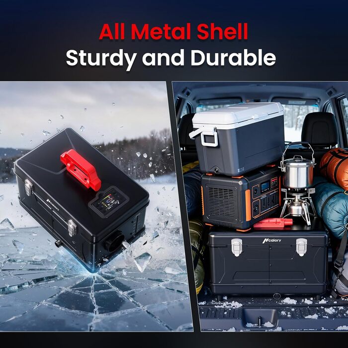 Портативна дизельна пічка опалення 8kW з пультом керування, Toolbox Compact 2S, 220-240V AC та 12/24V DC, 0,12–0,36 л/год, адаптивна до висоти 5500м, тиха робота, оновлення 2025