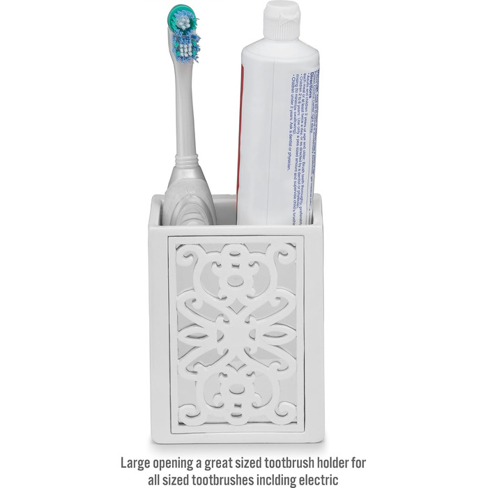 Набір аксесуарів для ванної кімнати Creative Scents – білий та сірий. 4 предмети: дозатор для мила, мильниця, тримач для зубних щіток, чашка.