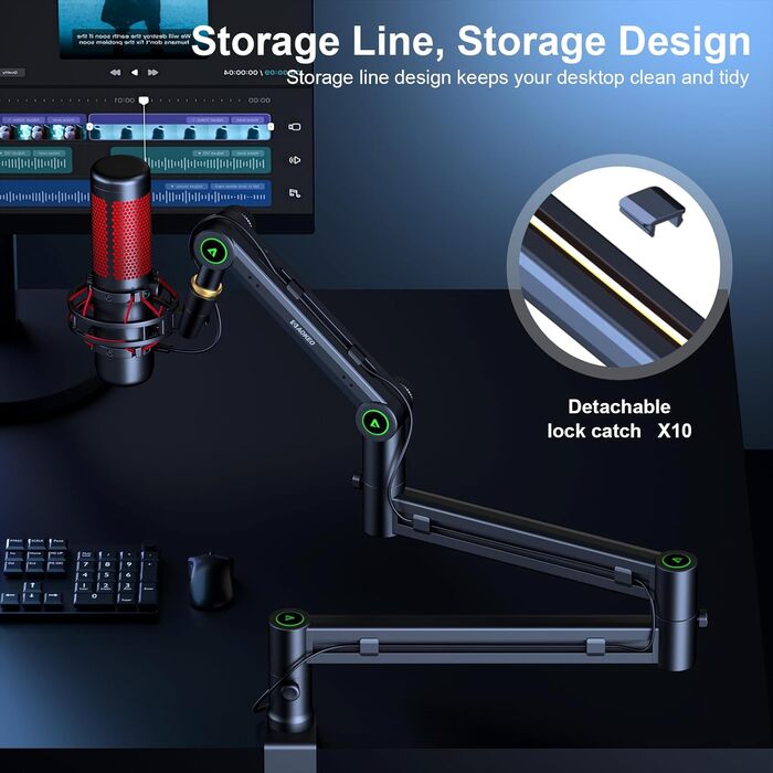 Мікрофонний стійкий тримач Aokeo AK-58i для HyperX, Elgato, Shure, Blue Yeti - кріплення для студійного запису
