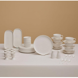 Набір посуду Karaca Marcelo для 6 осіб (26 предметів), сучасний керамічний посуд, білий з золотом