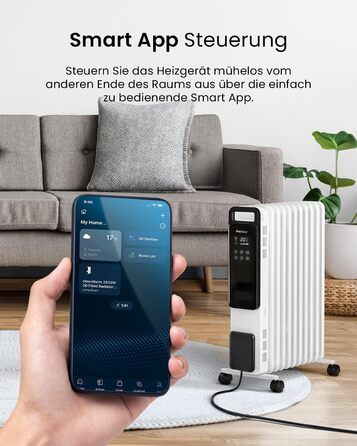 Електричний масляний радіатор Pro Breeze OmniWarm 2500W з 11 секціями - енергоефективний обігрівач з термостатом, таймером та сенсорним дисплеєм