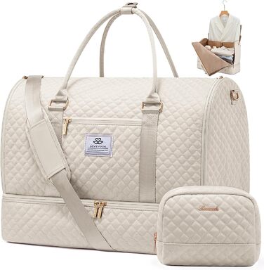 Сумка-органайзер для одягу LOVEVOOK, 53L, 2 шт., бежева. Сумка-рюкзак для подорожей, з містким відділенням для взуття, водонепроникна, для ручної поклажі