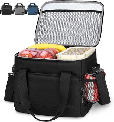 Сумка-холодильник Lubardy об'ємом 15 л, маленька сумка-холодильник, велика складна сумка-холодильник, Термальна сумка, водонепроникна сумка-холодильник, сумка для пікніка, сумка для ланчу, ізольована сумка, Чорний, сірий, синій (30, Чорний)