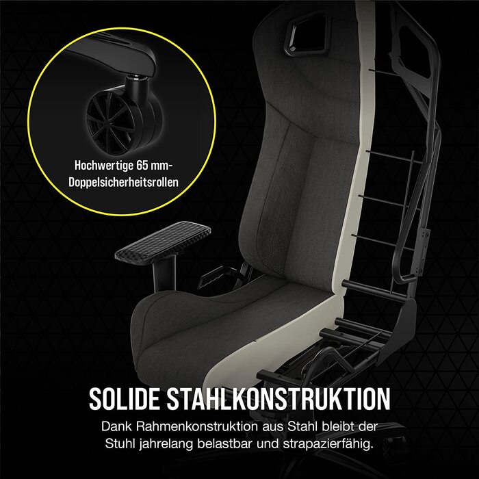Ігрове крісло Corsair T3 RUSH Fabric (2023) – Стиль автоспорту, тканинне покриття, подушки для шиї та спини