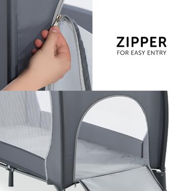 Дитяче ліжко-манеж Hauck Sleep N Play Go Plus з транспортною сумкою, колесами та прорізом для ігор, компактно складається, для малюків від народження до 15 кг (Stone)