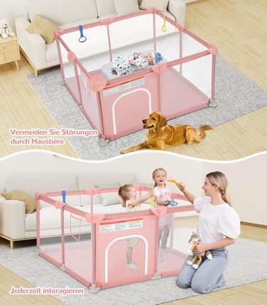 Дитячий манеж Dripex 124x124 см з дихаючою сіткою, сірий. Манеж для ігор, безпечний, з тканини Oxford 210D