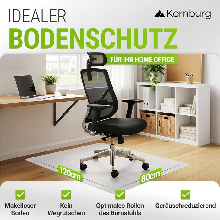 Килимок під офісне крісло – прозора підкладка для ламінату, паркету та плитки – антиковзаюча, шумопоглинаюча, для дому та офісу (80 x 120 см)