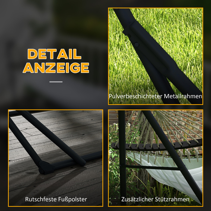 Підставка для гамака з гамаком, 263 см x 89 см x 100 см, чорний + білий