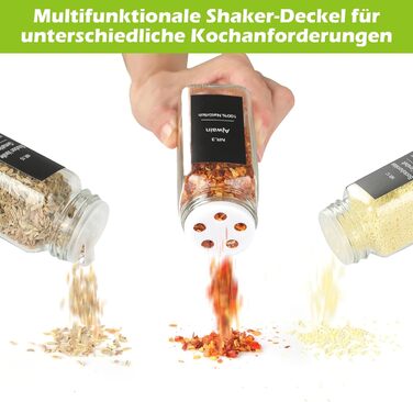 Набір контейнерів для спецій на 30 штук з мірками та вологостійкими етикетками, 120 мл, чорний, з кришками