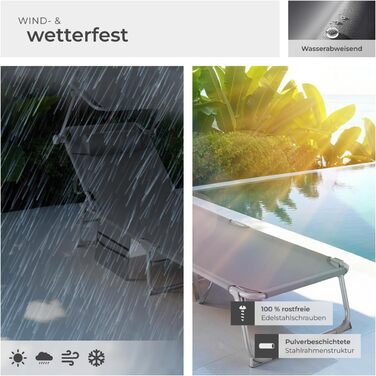 Лежак для відпочинку Tectake®: складаний, портативний, з кишенею, для балкона, тераси, кемпінгу (сірий)