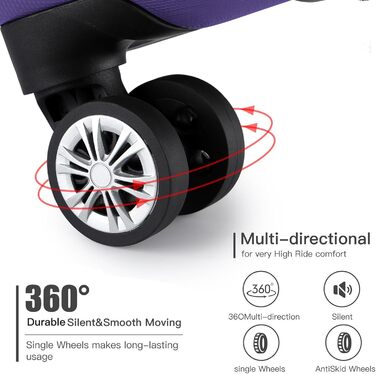 Чохол-валіза з ABS-пластику, трьохсекційний, з 4 колесами та замком, Violett (M)