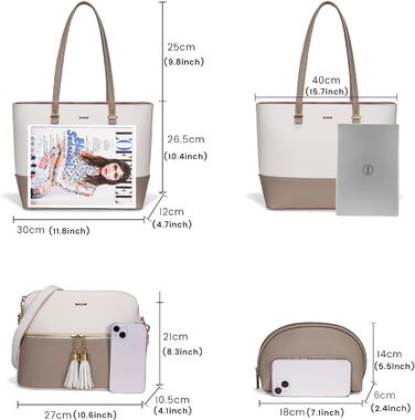 LOVEVOOK Сумка-шопер для жінок, велика сумка на плече, шкіряна сумка LOVEVOOK, 3-частинний набір (C Бежевий Хакі)