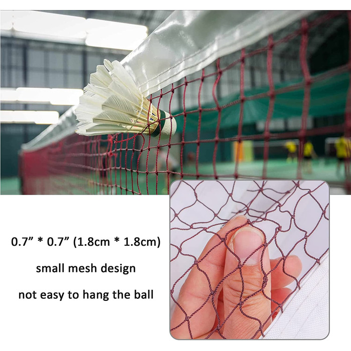 Сітка для бадмінтону EMEKIAN для занять спортом на відкритому повітрі в приміщенні, 6,8 х 7,5 м, портативна змінна класична сітка для бадмінтону зі сталевими тросами, без перекладин 6,1 м х 0,76 м