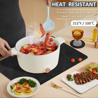 Підставки під гаряче та серветки під тарілку з екошкіри, 6 шт. | Стійкі до гарячого, неслизькі, для кухні та обіднього столу | Зелено-сірий набір