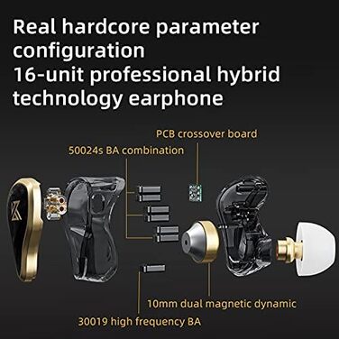 Внутрішньоканальний монітор LINSOUL KZ ZAS 7BA1DD, HiFi Bass, Ігрові навушники, Hybrid IEM, знімний кабель