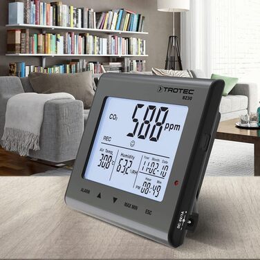 Вимірювач CO2 Trotec BZ30 – Монітор якості повітря, вологості та температури. Діапазон вимірювання 0-9999 ppm, похибка ±75 ppm + 5%, даталогер на 50000 значень з пам'яттю даних