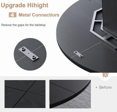 Округлий обідній стіл HSH для 4-6 осіб. Дерев'яний стіл для їдальні/кухні з сучасним дизайном, чорний дуб, 120 x 120 x 75 см