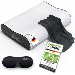 Ортопедична подушка для шиї Sleep Good з безкоштовним чохлом - проти болю в шиї - з піною з пам'яті, регульована висота - подушка для тих, хто спить на боці, сіра