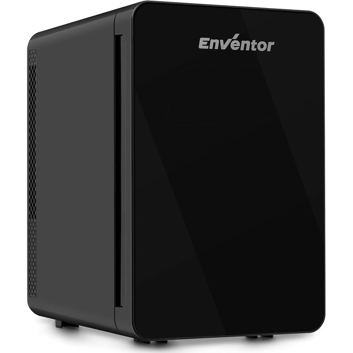 Міні холодильник Enventor 10 л, 220В/12В, з LCD-дисплеєм, охолодження й підігрів, для авто, подорожей, косметики, напоїв та продуктів (білий, 15 л, чорний)