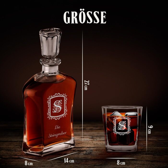 Мавертон Віскі Карафа + Набір склянок для віскі (2/4/6 шт.) з гравіюванням - 700 мл - Чудовий подарунок на весілля для пари