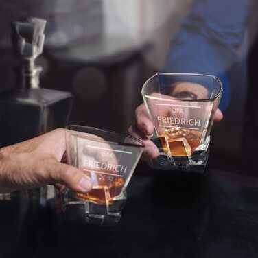 Графин для віскі Maverton об'ємом 950 мл Набір з 4 склянок для віскі з гравіюванням-графин для віскі-розкішний дизайнерський кришталевий келих - для чоловіків - на день народження - (дідусь)