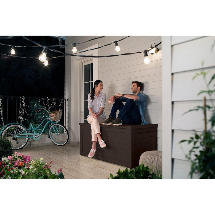 Садова скриня/бокс для зберігання Koll Living Gartenbox 623 л, коричневий - з газовими амортизаторами, вантажопідйомність кришки 272 кг