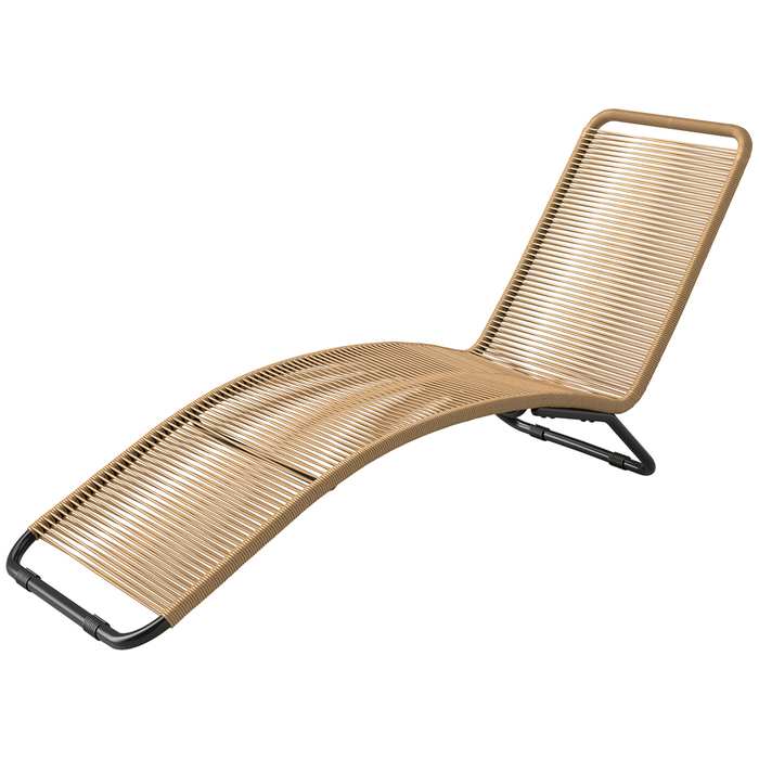 Розкішний шезлонг з ротангу, S-подібний дизайн, плетіння з ротангу, каркас зі сталі, колір - коричневий