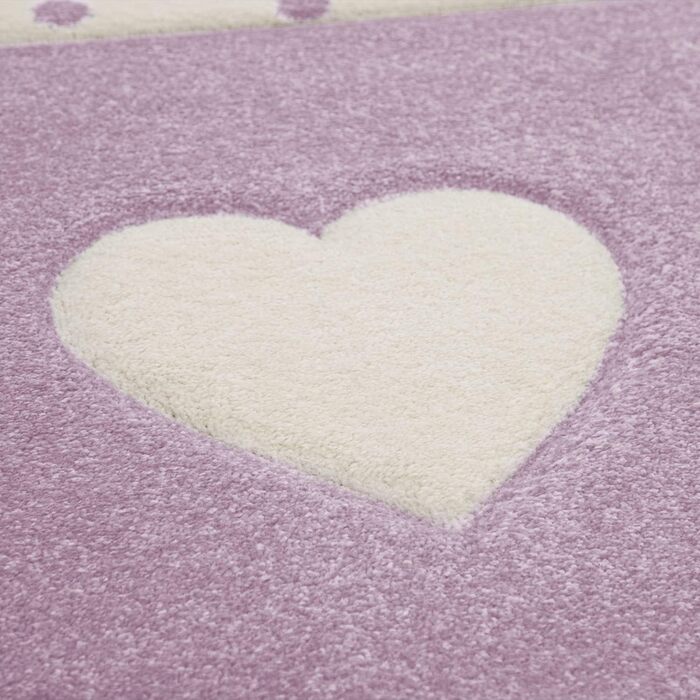 Дитячий килимок Ігровий килимок Картаті крапки Зірки Серця пастельний фіолетово-сірий, Розмір (Ø 133 см квадрат)