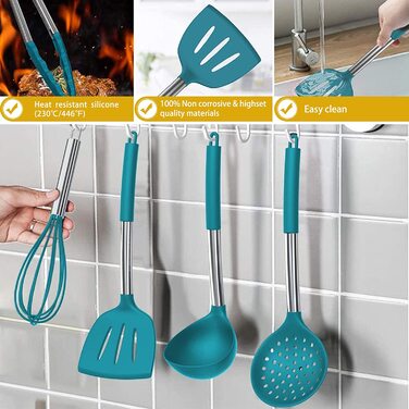 Набір кухонного інвентарю Umite Chef, 15 предметів: силікон, нержавіюча сталь, антипригарне покриття, BPA-free