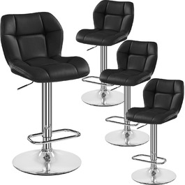 Барні стільці Yaheetech 4 шт. регульовані по висоті, 360° обертання, з підніжкою, чорні, PU-шкіра, для кухні