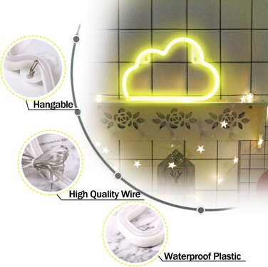 Світлодіодні неонові світильники XIYUNTE, настінні світильники, неонові вивіски з батарейним живленням або USB-живленням в стилі ар-деко C-white Cloud