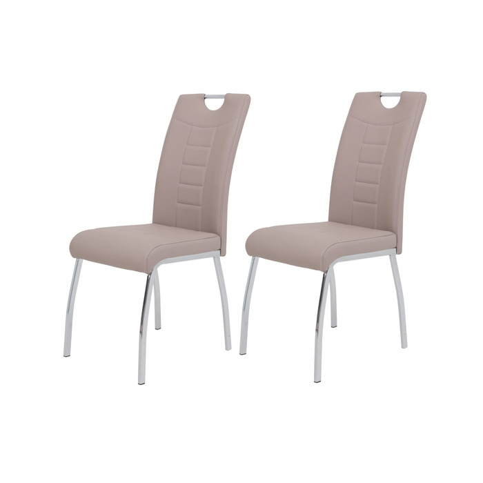 Обідній стілець Hela Tische Andrea, штучна шкіра, хром, 100x43x64 см (набір 2 шт, капучино)