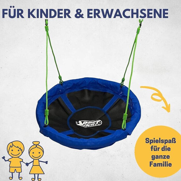 Гніздова гойдалка для саду Best Sporting - діаметр 60, 80, 90, 100 або 110 см, до 150 кг, регульована висота 105-180 см, для дітей