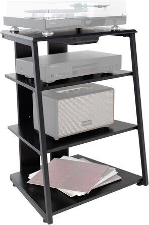 Регульована стійка Stagecaptain для Hi-Fi обладнання з 4 рівнями, чорне дерево, сталевий каркас, витримує до 50 кг