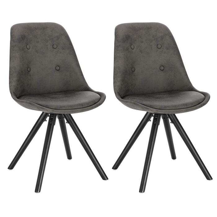 Стільці для їдальні WOLTU, кухонні стільці, скандинавський дизайн, стільці для туалетного столика, крісла для відпочинку, м'які стільці, ретро дизайн, сіре забарвлення, комплект з 2 шт.