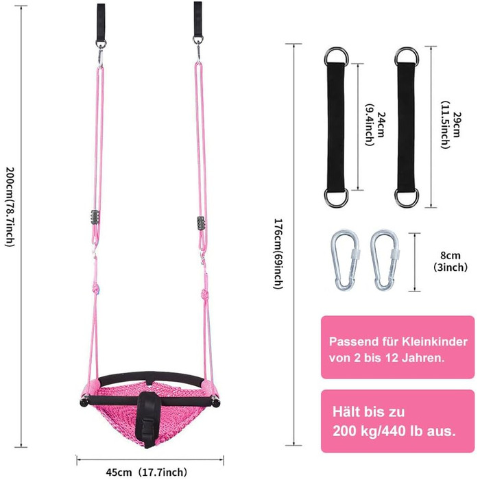 Дитяча гойдалка-трансформер 2-в-1 Nets Tribe для дому та саду (зелений/рожевий)