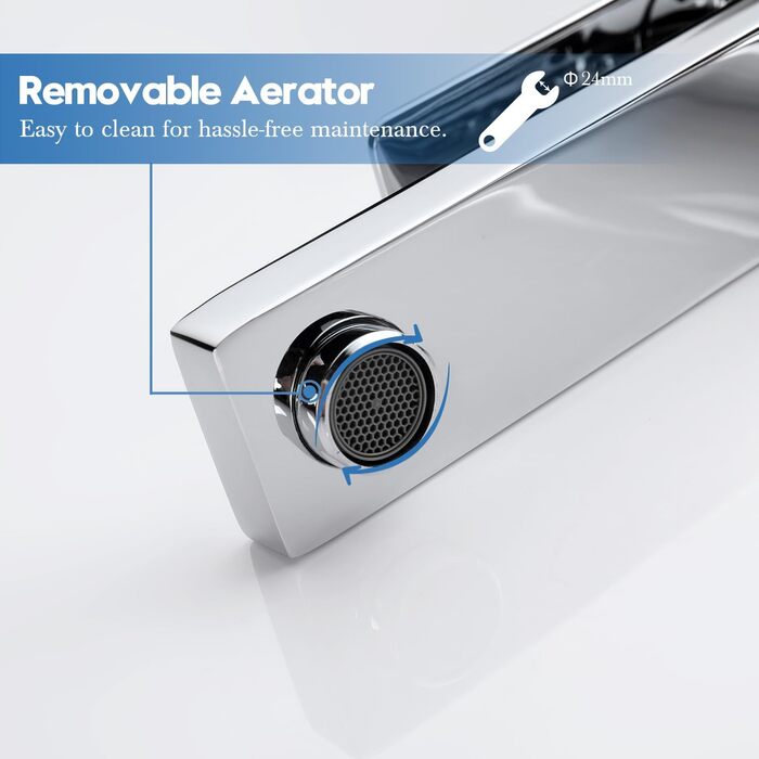 Змішувач для умивальника Decaura, хром, нержавіюча сталь, однорідний, висота виливу 250 мм, для накладних умивальників