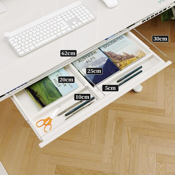 Електричний стіл JUMMICO з регулюванням висоти, 120x60 см, з висувною шухлядою, для офісу та дому, білий