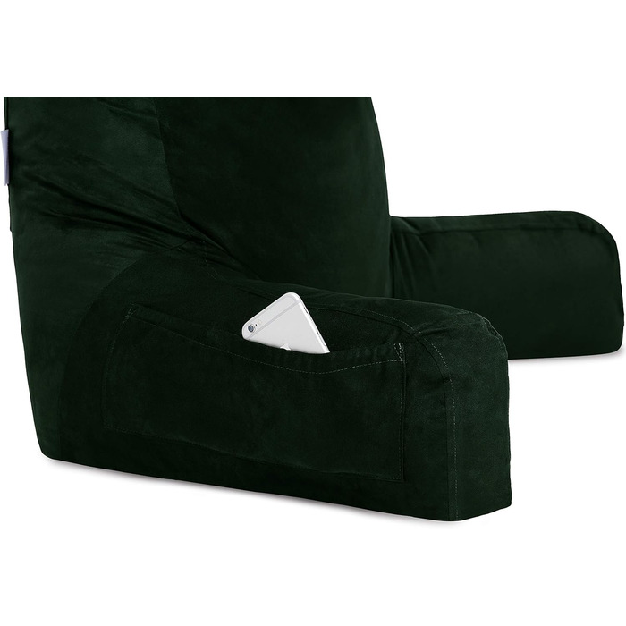 Подушка для чоловіка з підлокітниками - сіра, для читання та відпочинку в ліжку | Premium Memory Foam | Знімна подушка для шиї