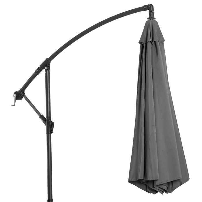 Парасолька Outsunny Parasol Crank зі сталевим каркасом і поліефірною тканиною сірий Ø2,95x2,45 м для саду, патіо, балкона