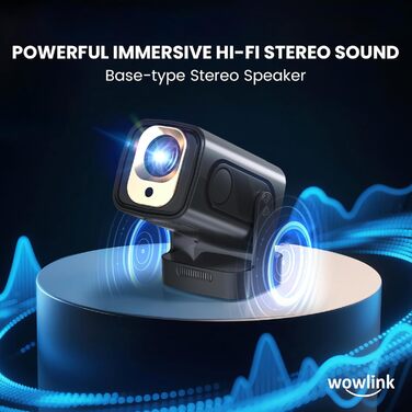 Портативний проєктор Beamer 4K з автофокусом та WiFi 6, Bluetooth 5.4 (2025 модель) – підтримка HDMI, USB, TV Stick, Laptop, чорний