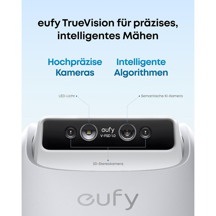 Робот-газонокосилка Eufy E15 без дроту, для саду до 800 м², TrueVision, Smart-навігація, уникнення перешкод, керування через додаток