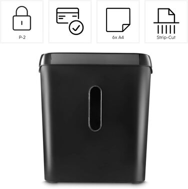Електричний шредер для документів Hama, професійний, для дому та офісу, 6 листів, безпека 2 (DSGVO), 8 л, безпосередній завантаження