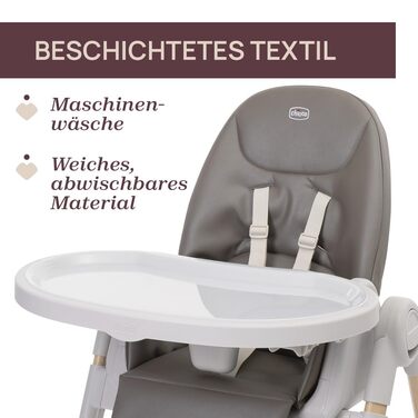 Дитячий стільчик Chicco Polly Armonia: 9 рівнів висоти, 3 положення, компактний, 4 колеса, коричневий