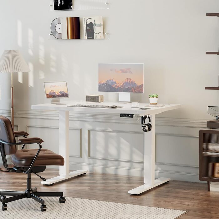 Електричний регульований стіл JUMMICO 100x60 см, USB-порт, білий. Ергономічний стіл для роботи та навчання
